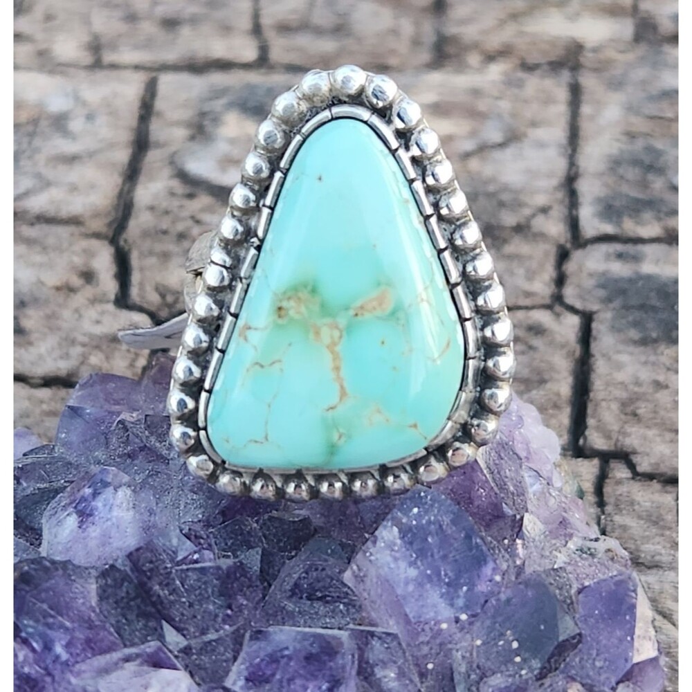 Royston mint green and aqua Turquoise Navajo Ring Walter B Vandever SZ 7.25